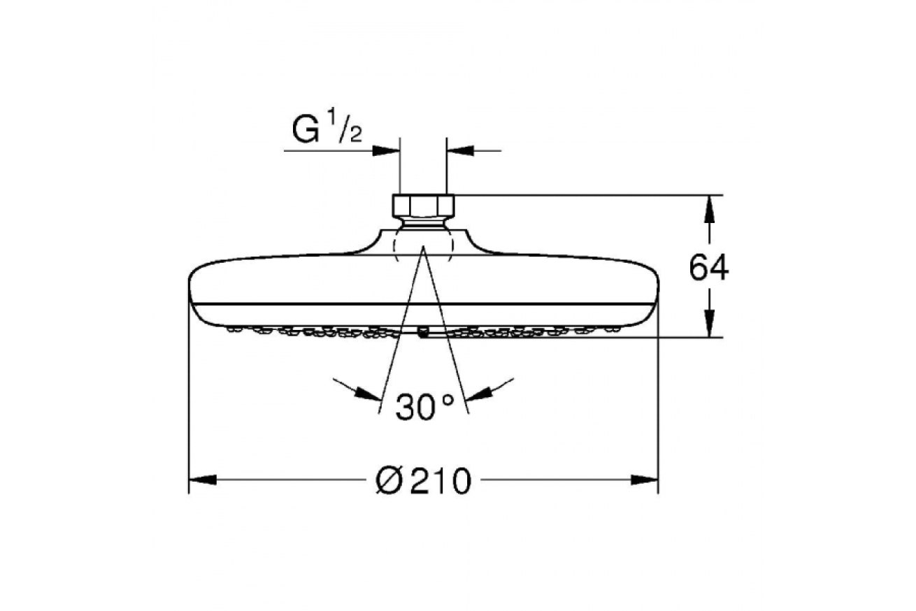 Душевой набор GROHE Grohtherm с Tempesta 210, 1 режим, 9,5 л/мин, хром (34726000)