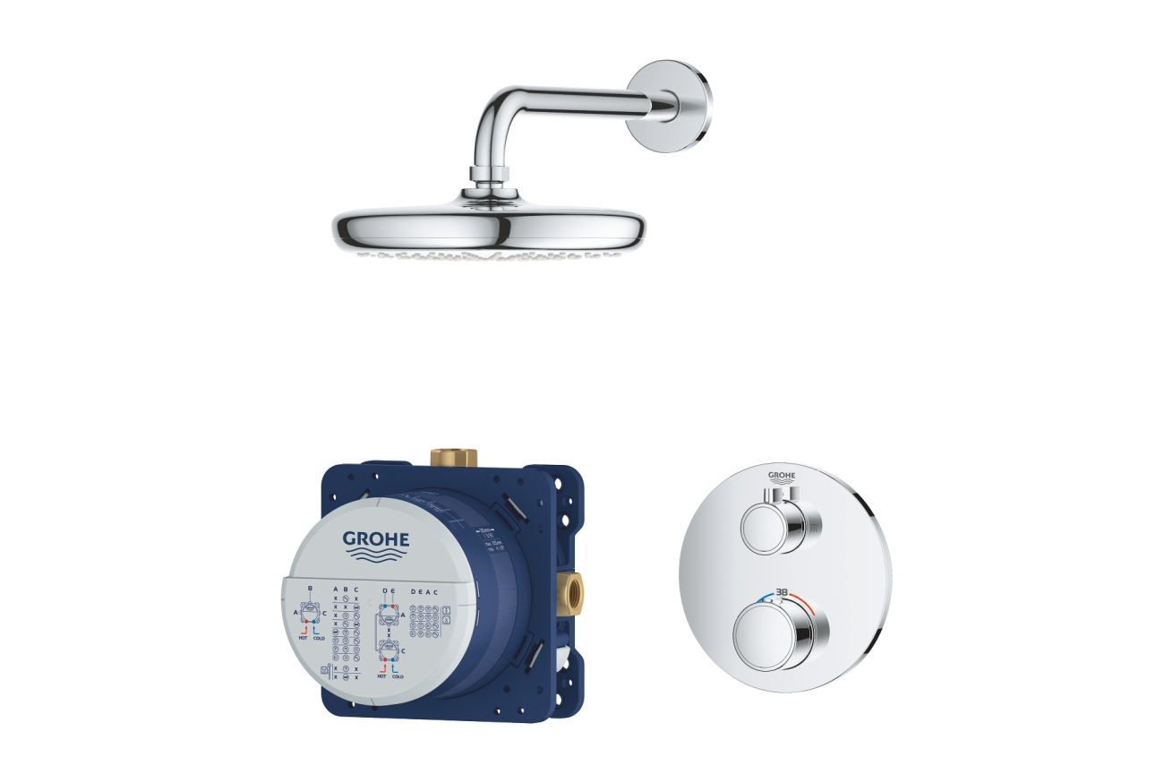 Душевой набор GROHE Grohtherm с Tempesta 210, 1 режим, 9,5 л/мин, хром (34726000)