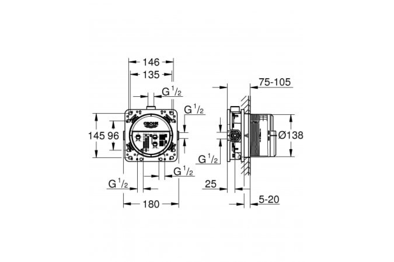 Душевой набор GROHE Grohtherm с Tempesta 210, 1 режим, 9,5 л/мин, хром (34726000)