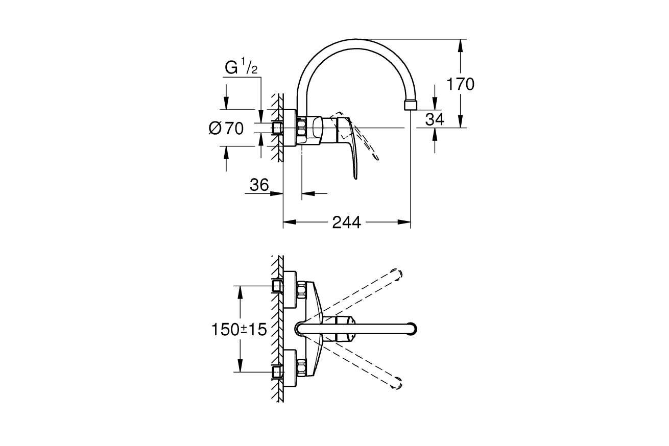 Смеситель для кухни GROHE Eurosmart, хром (32482003)