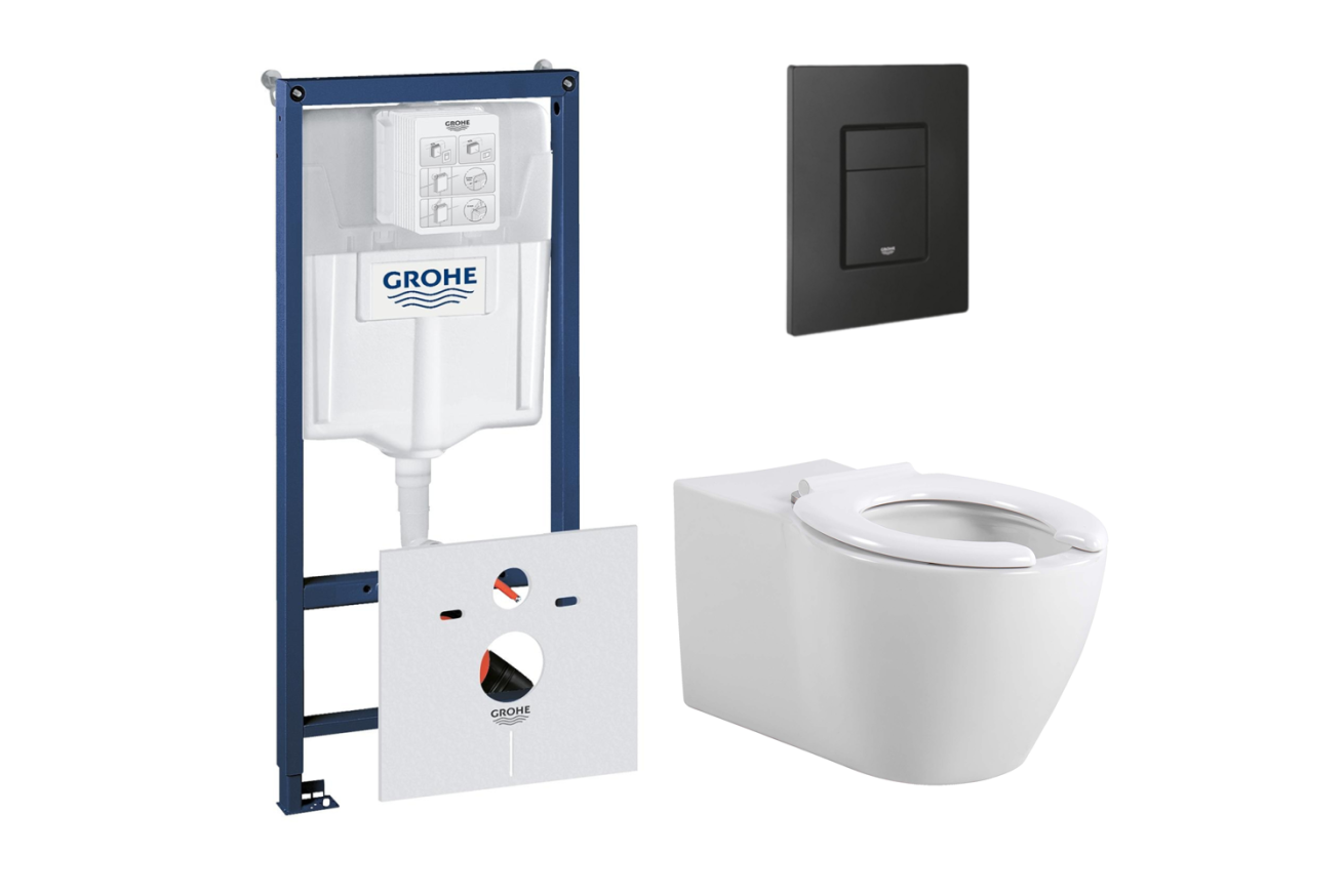 Комплект инсталляции GROHE 38811KF0 с унитазом AQUATEK для людей с ограниченными возможностями (NW0527)