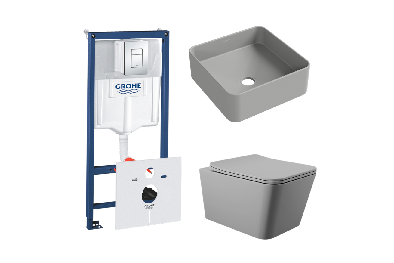 Комплект инсталляции GROHE Rapid SL 38775001 с унитазом Aqueduto MACIO MAC0130 и раковиной Aqueduto ESPIRAL ESP0330 (NW0362)