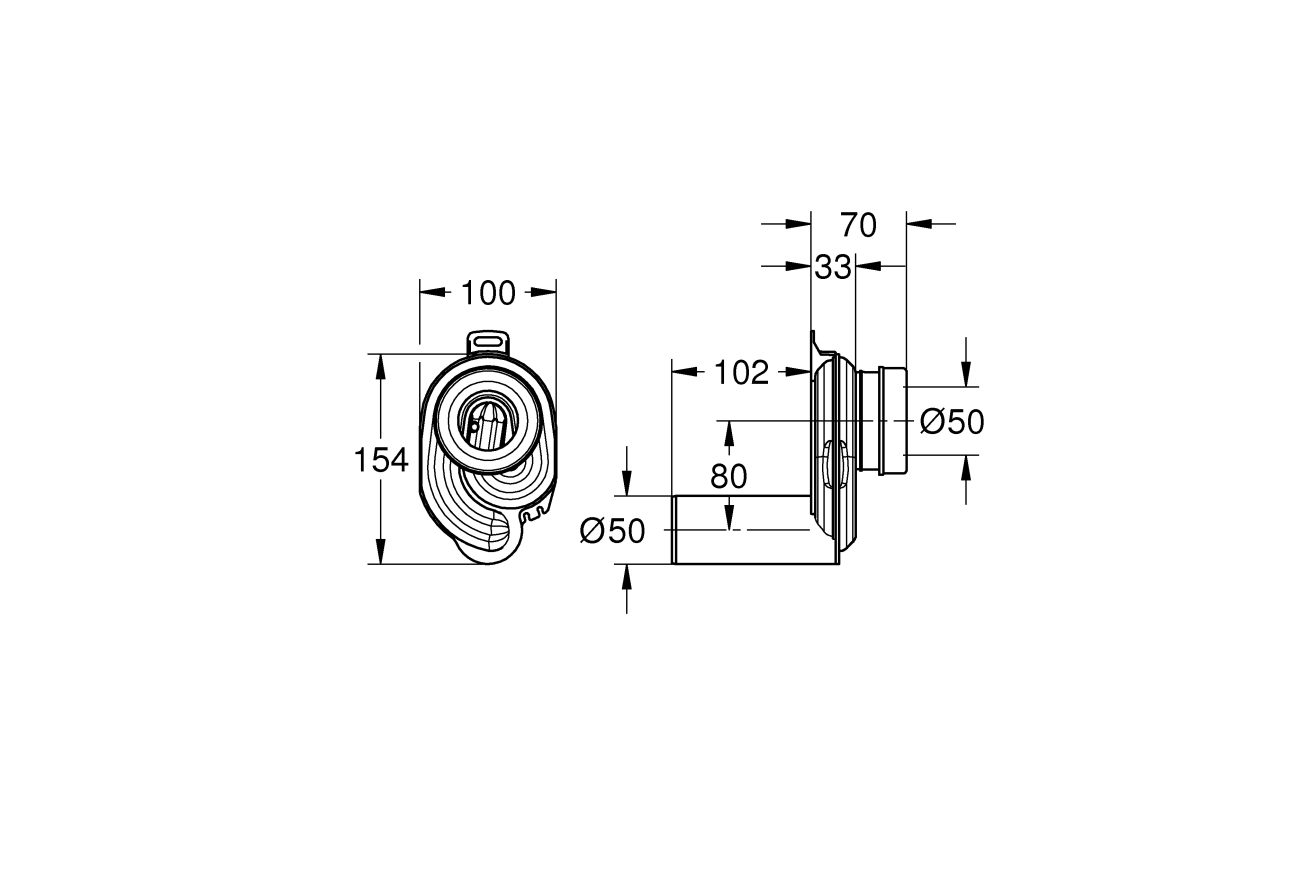 Сифон для писсуара GROHE Bau Ceramic горизонтальный (39732000)