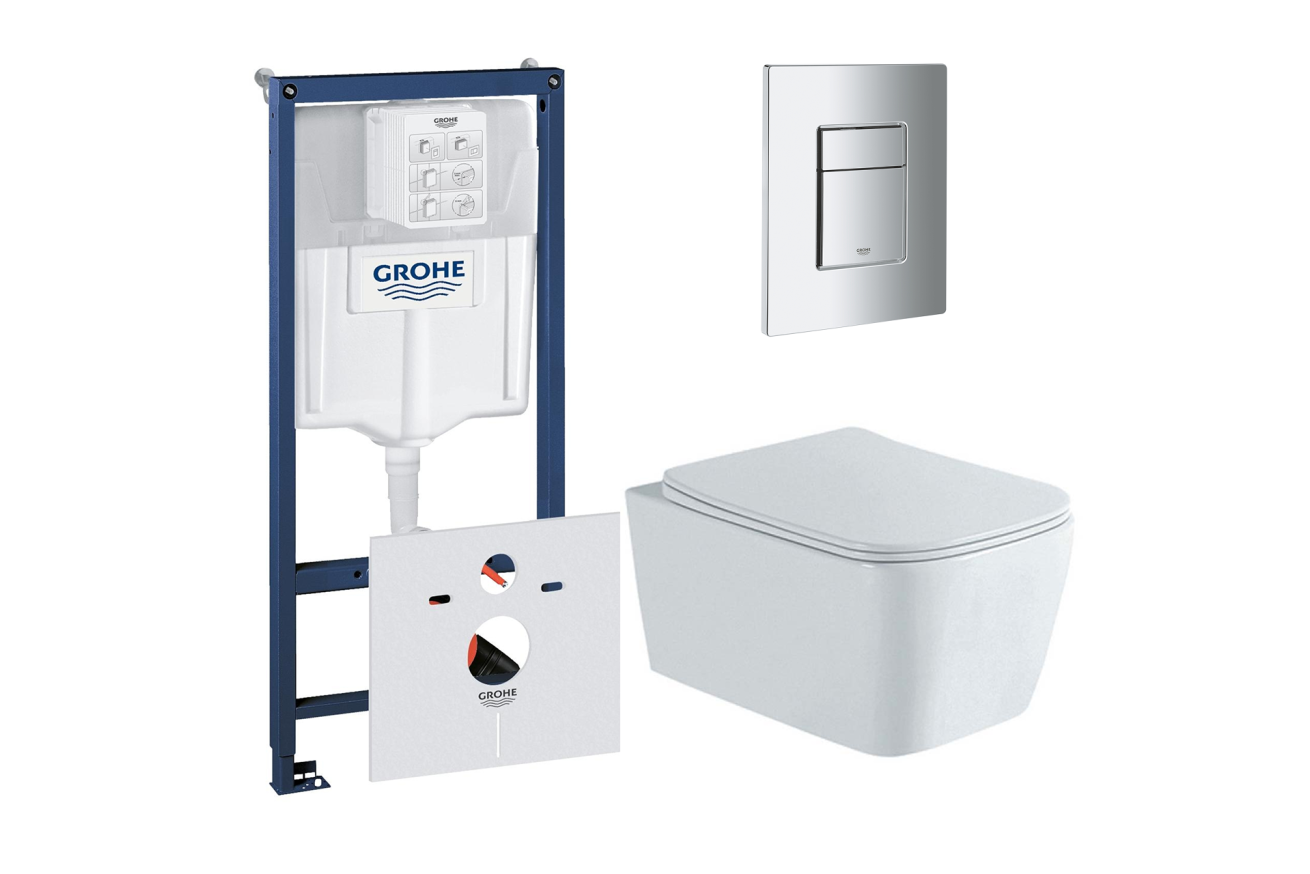 Комплект инсталляции GROHE 38775001 с унитазом Aquatek ЛИБРА New и сиденьем с микролифтом (NW0147)