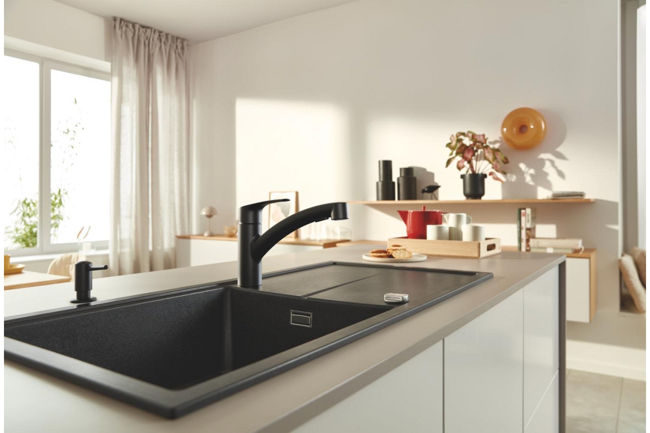Смеситель для кухни GROHE Eurosmart с вытяжным душем, черный (303052431)