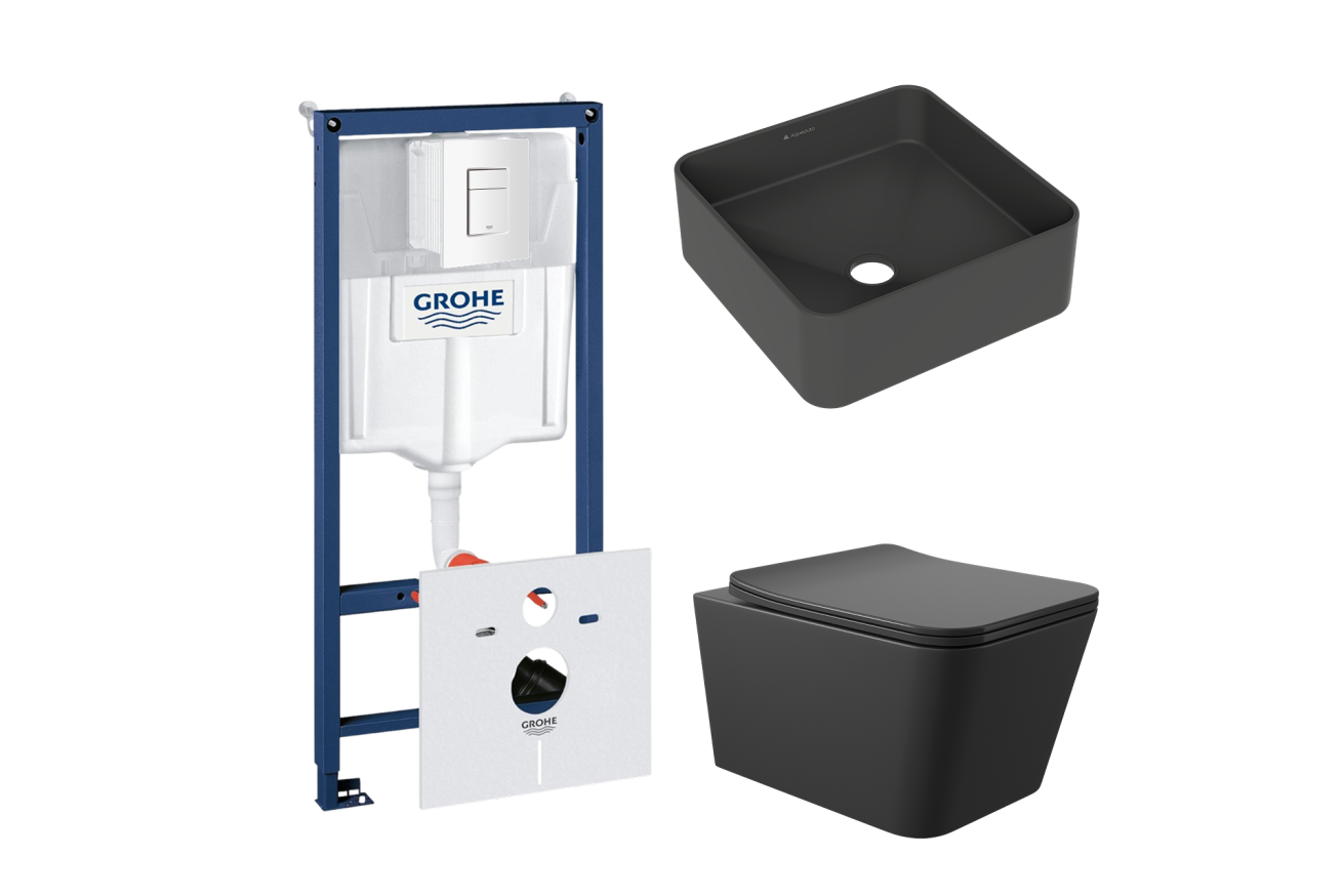 Комплект инсталляции GROHE Rapid SL 38772SH0 с унитазом Aqueduto MACIO MAC0140 и раковиной Aqueduto ESPIRAL ESP0340 (NW0388)