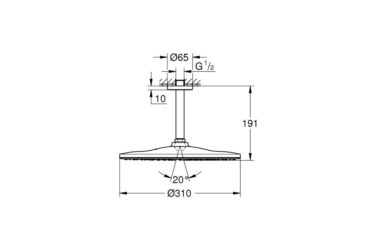 Верхний душ GROHE Rainshower 310 Mono с душевым кронштейном, теплый закат матовый (26560DL0)