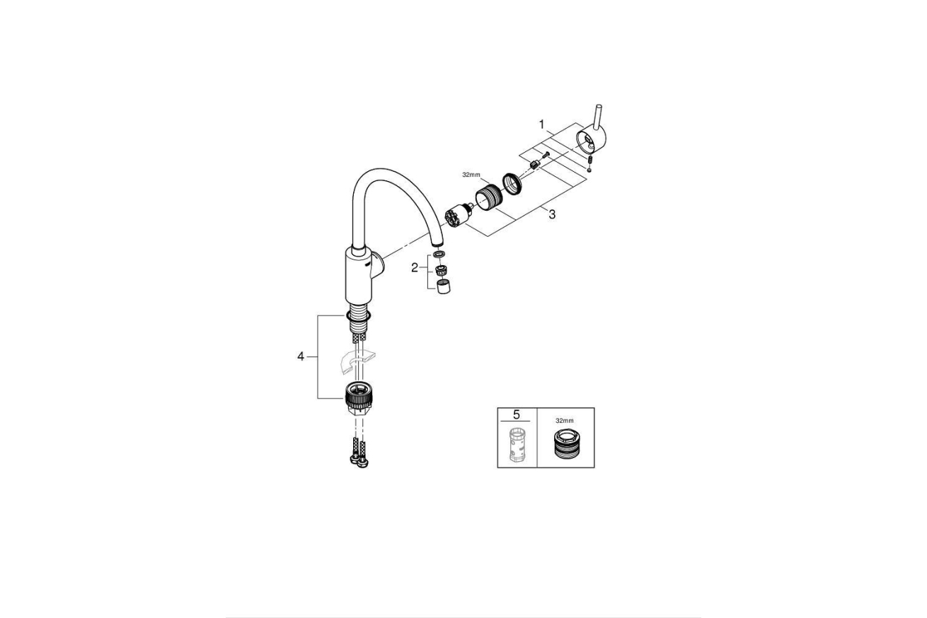 Смеситель для кухни GROHE Concetto, суперсталь (32661DC3)