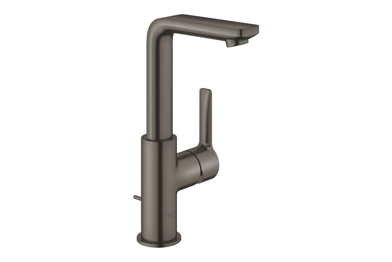 Смеситель для раковины GROHE Lineare, с донным клапаном, L-Size, темный графит матовый (23296AL1)