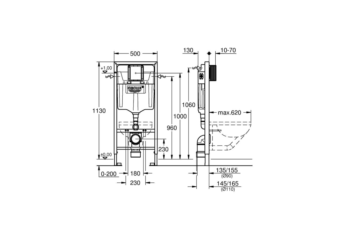 Комплект инсталляции GROHE 38772SH0 с унитазом Aquatek ЕВРОПА New и сиденьем с микролифтом (NW0197)