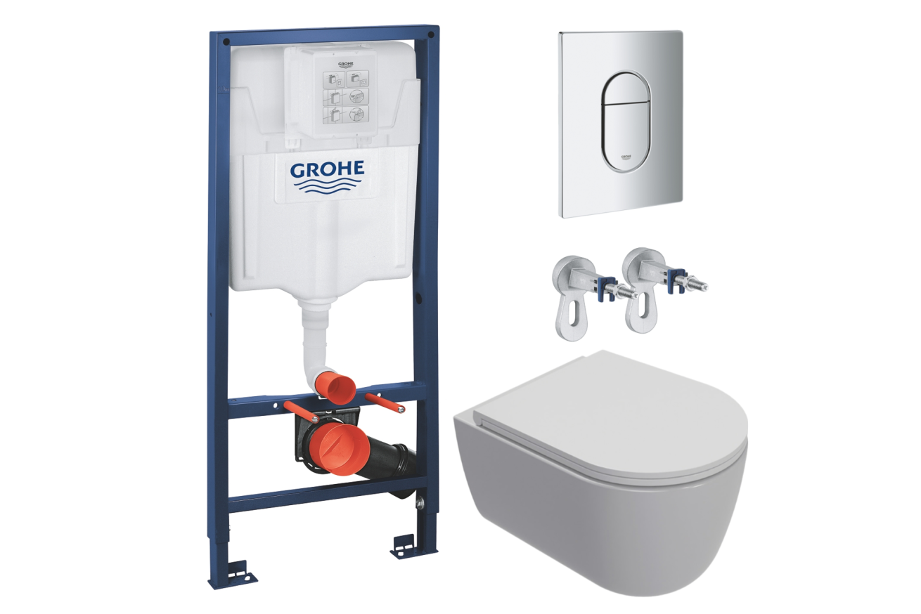 Комплект инсталляции GROHE Rapid SL NW0145/S с унитазом AQUAme AQM2013PRO и сиденьем с микролифтом, смыв Invisible (NW0280)