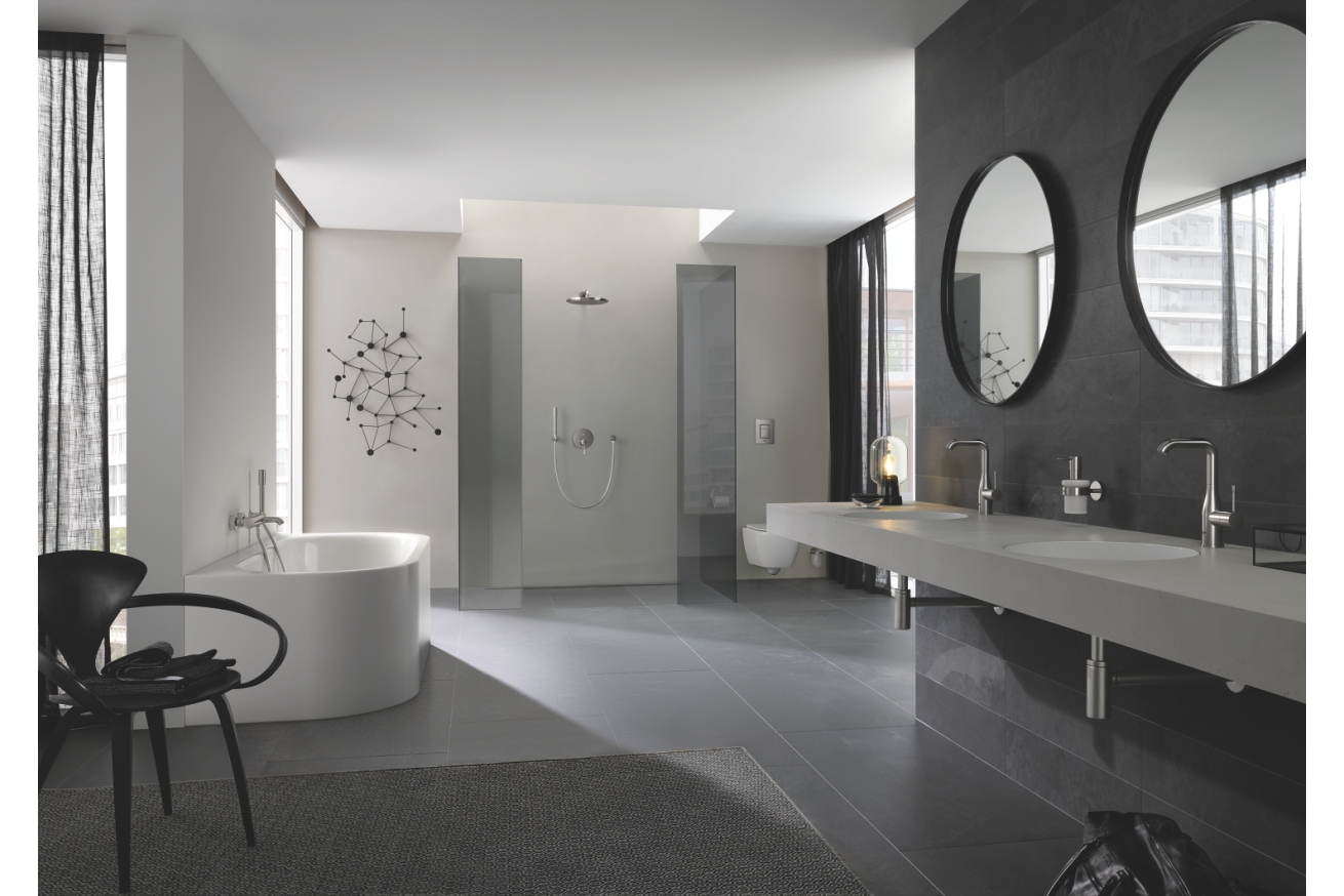 Смеситель для раковины GROHE Essence с донным клапаном, L-size, суперсталь (24174DC1)