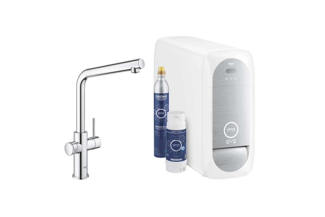 Смеситель для кухни GROHE Blue Home с системой фильтрации, охлаждения и газирования воды, Wi-Fi, хром (31454001)