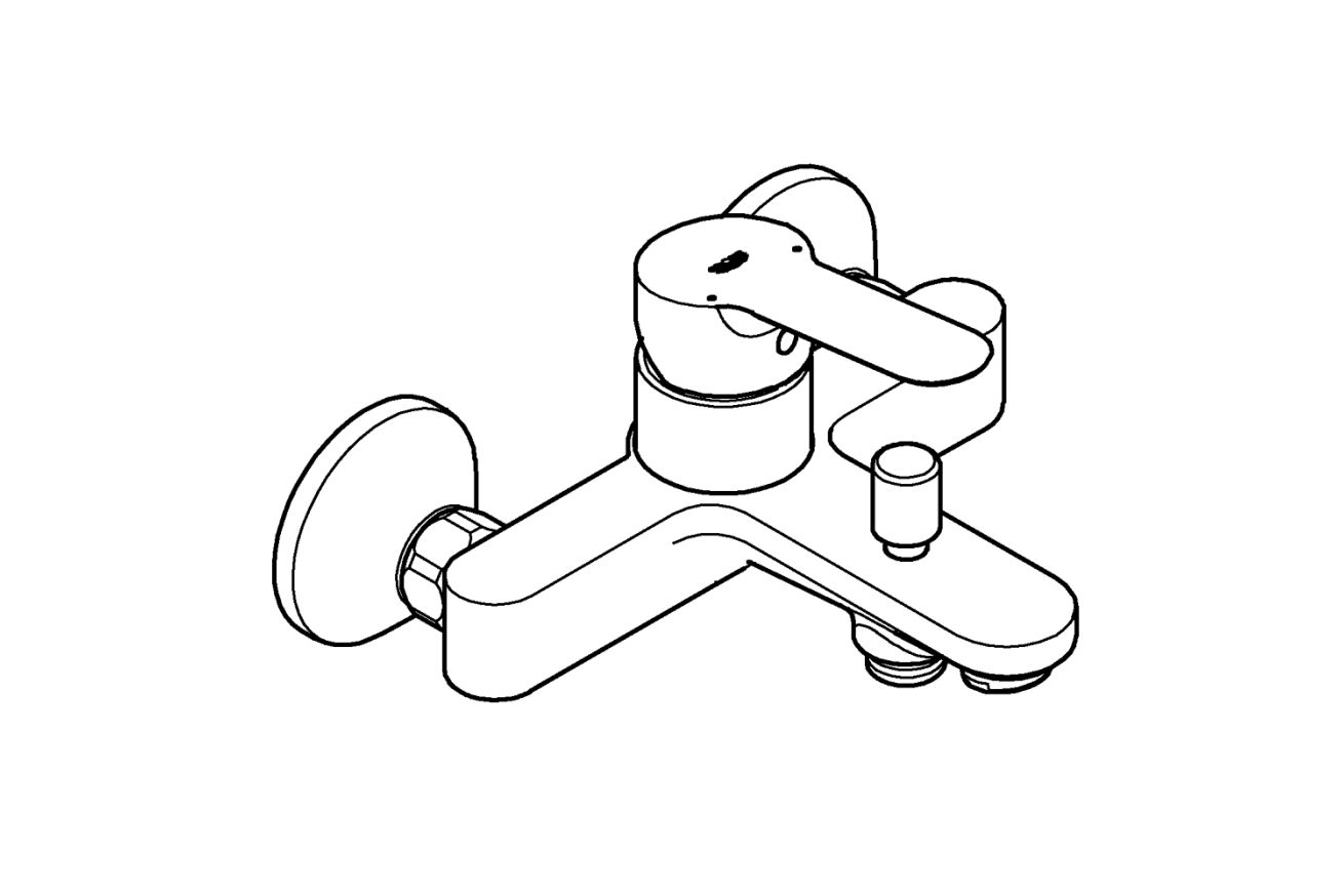 Смеситель для ванны GROHE BauEdge, хром (23605000)