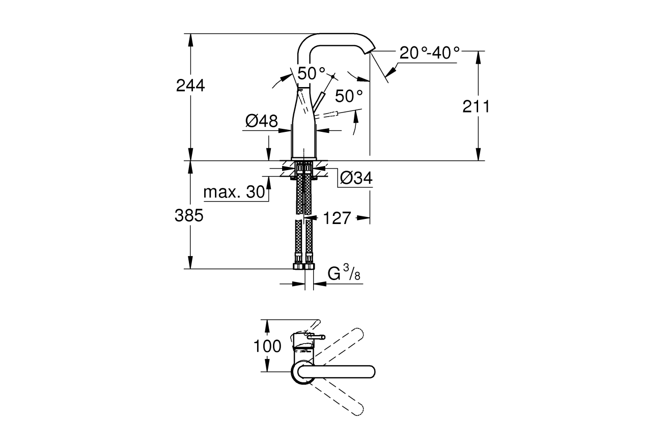 Смеситель для раковины GROHE Essence, хром (23541001)
