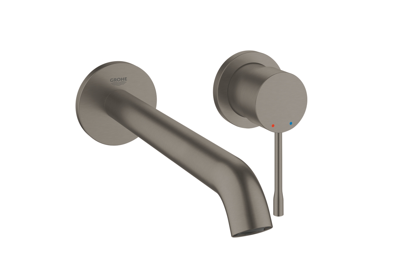 Внешняя часть смесителя для раковины GROHE Essence скрытого монтажа, на 2 отверстия, L-Size, темный графит матовый (29193AL1)