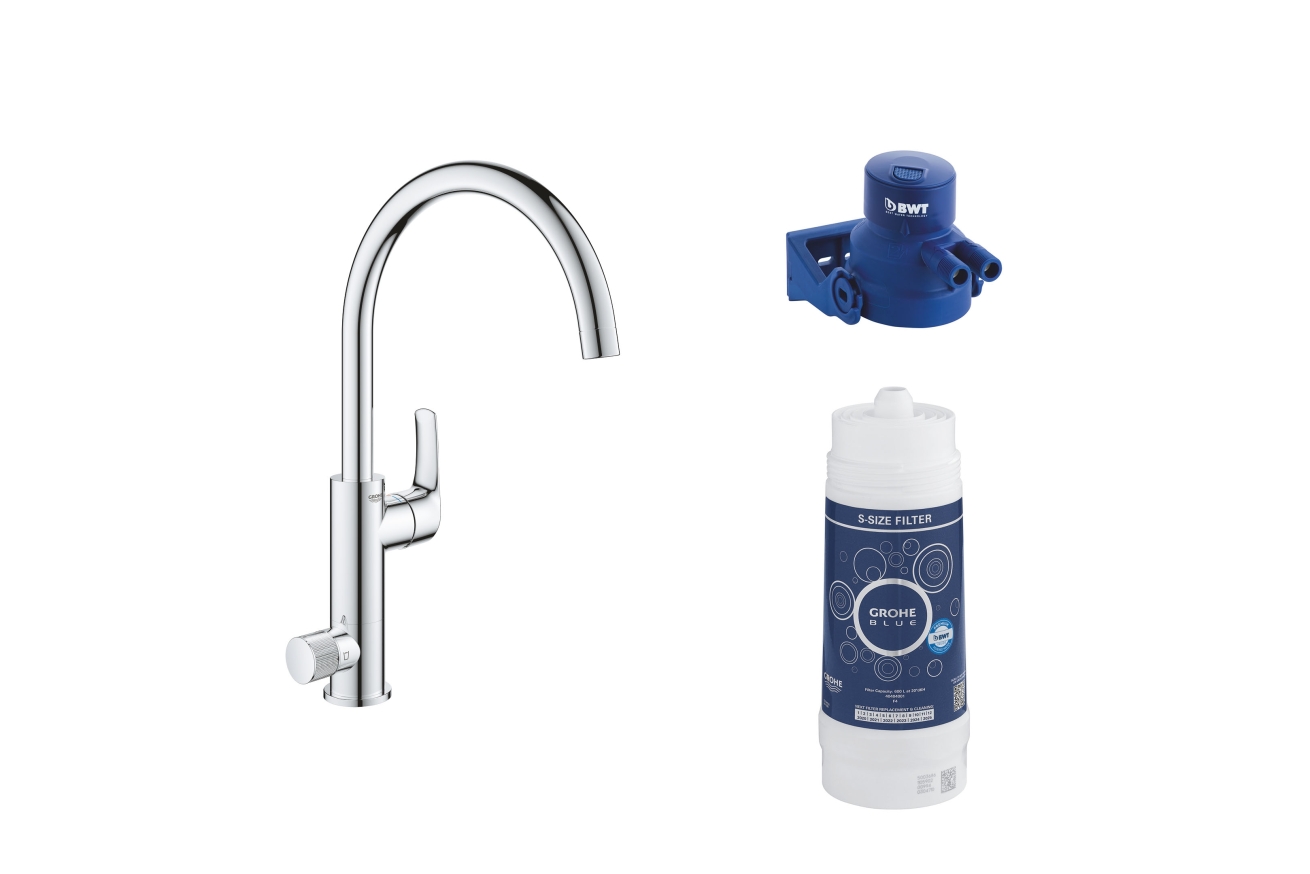 Смеситель для кухни GROHE Blue Pure Eurosmart с функцией фильтрации, с фильтром в комплекте, хром (119708)