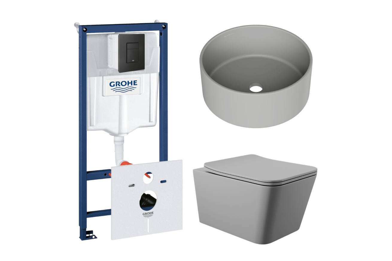 Комплект инсталляции GROHE Solido 38811KF0 с унитазом Aqueduto MACIO MAC0130 и раковиной Aqueduto ESPIRAL D400 ESP0130 (NW0403)