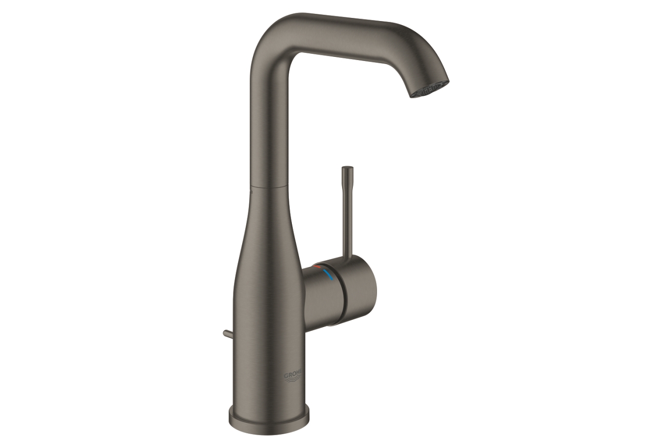 Смеситель для раковины GROHE Essence с донным клапаном, L-Size, темный графит матовый (24174AL1)