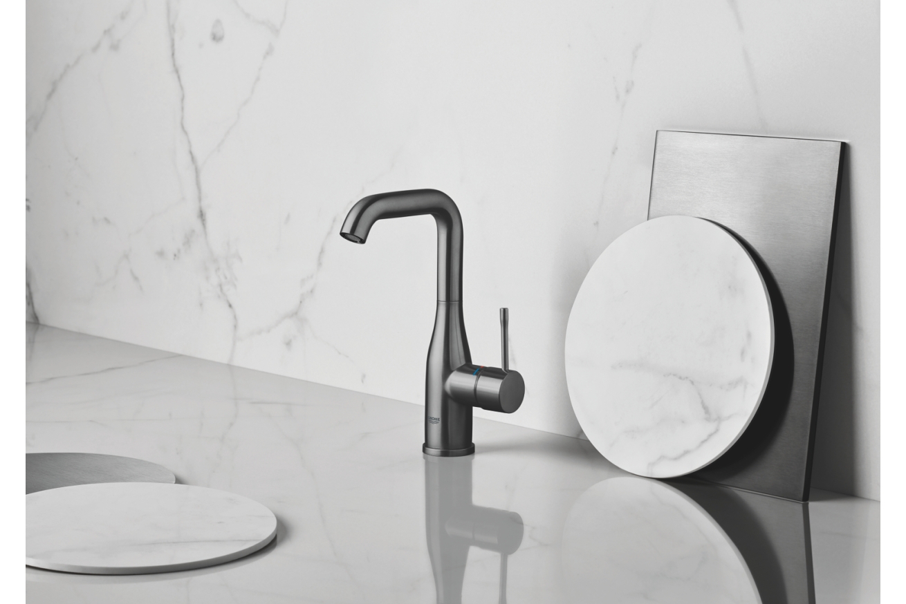 Смеситель для раковины GROHE Essence с донным клапаном, L-Size, темный графит матовый (24174AL1)