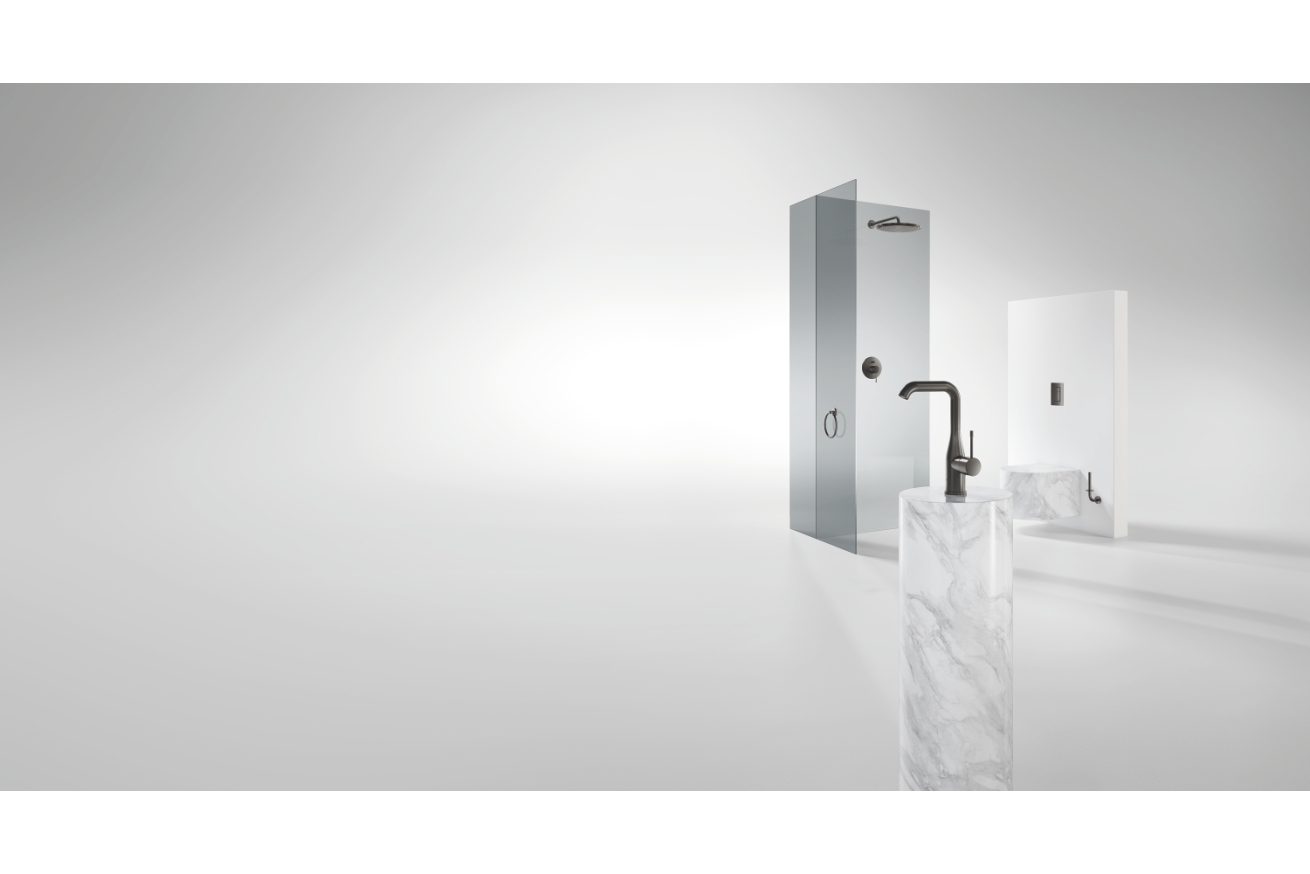 Смеситель для раковины GROHE Essence с донным клапаном, L-Size, темный графит матовый (24174AL1)