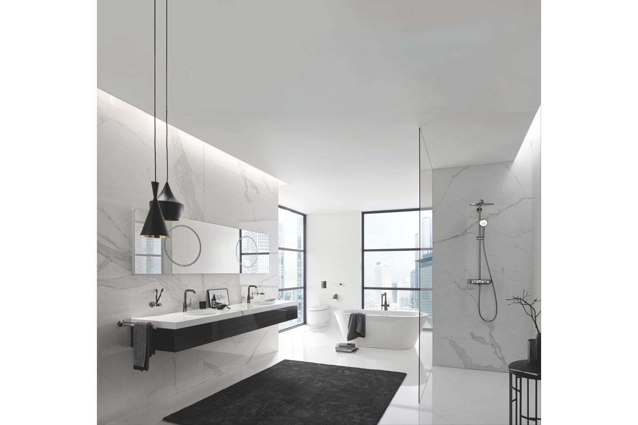 Смеситель для раковины GROHE Essence с донным клапаном, L-Size, темный графит матовый (24174AL1)