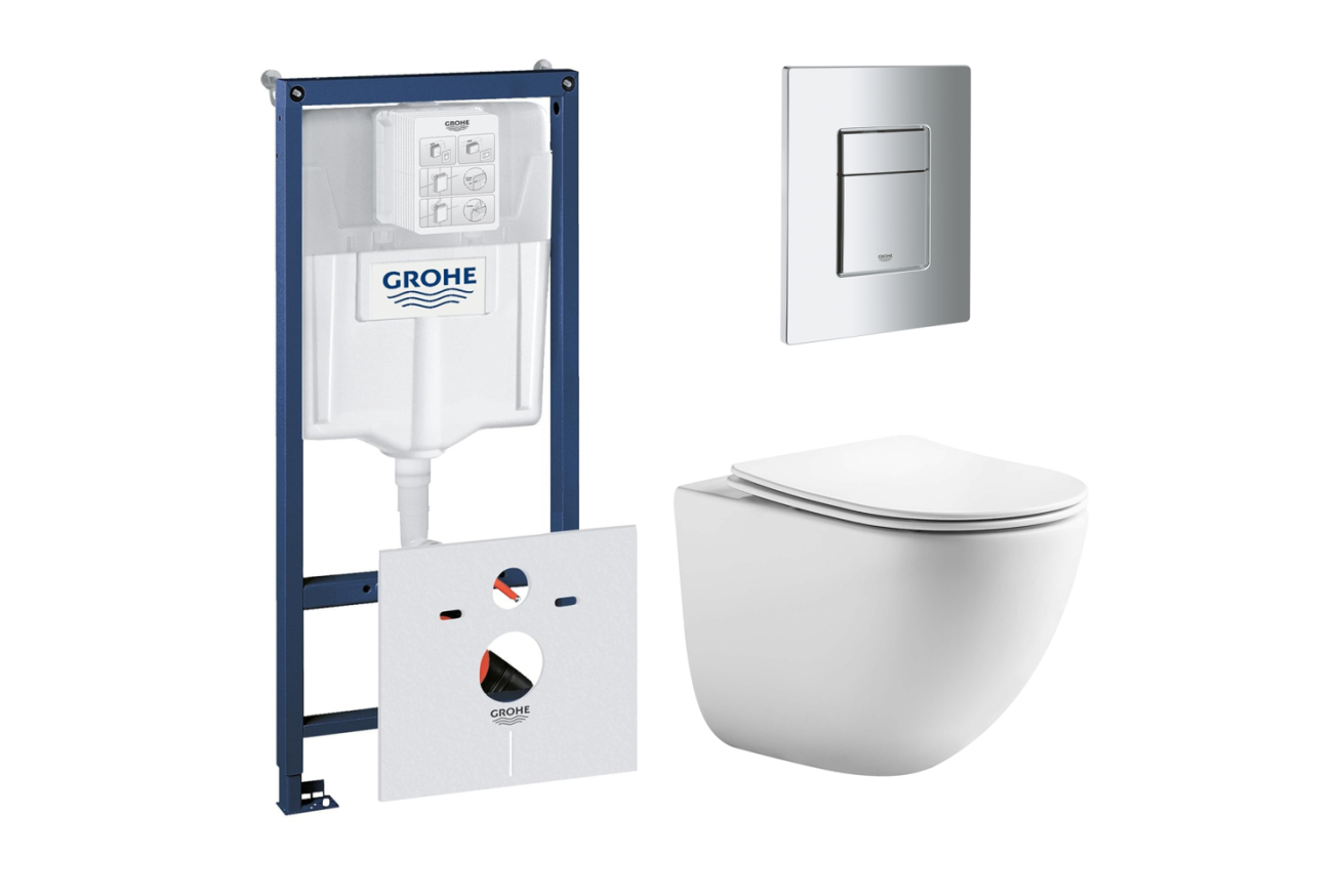 Комплект инсталляции GROHE 38775001 с унитазом Aquatek ГЕЛИОС и сиденьем с микролифтом (NW0523)