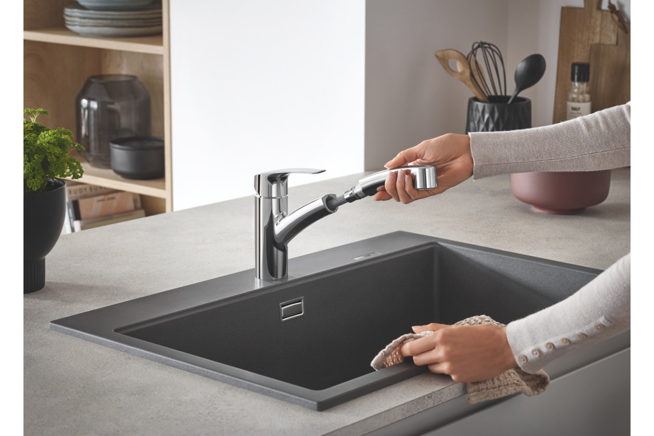 Смеситель для кухонной мойки GROHE Eurosmart с вытяжным душем, хром (30305001)