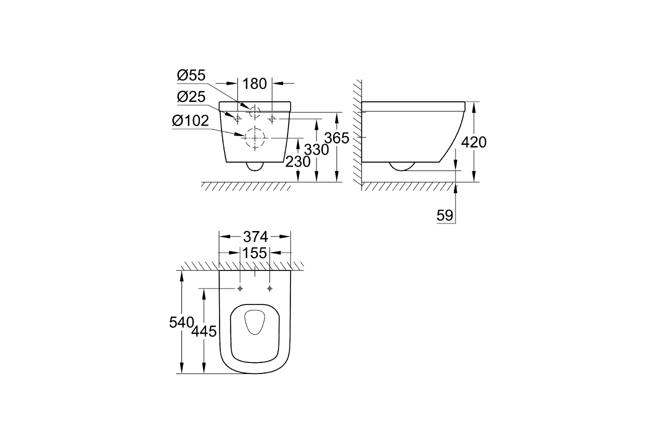 Подвесной унитаз GROHE Euro Ceramic с сиденьем, альпин-белый (NW0355)
