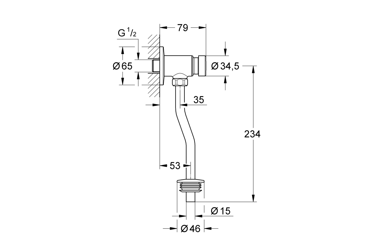 Смывное устройство для писсуара GROHE Rondo, хром (37396000)