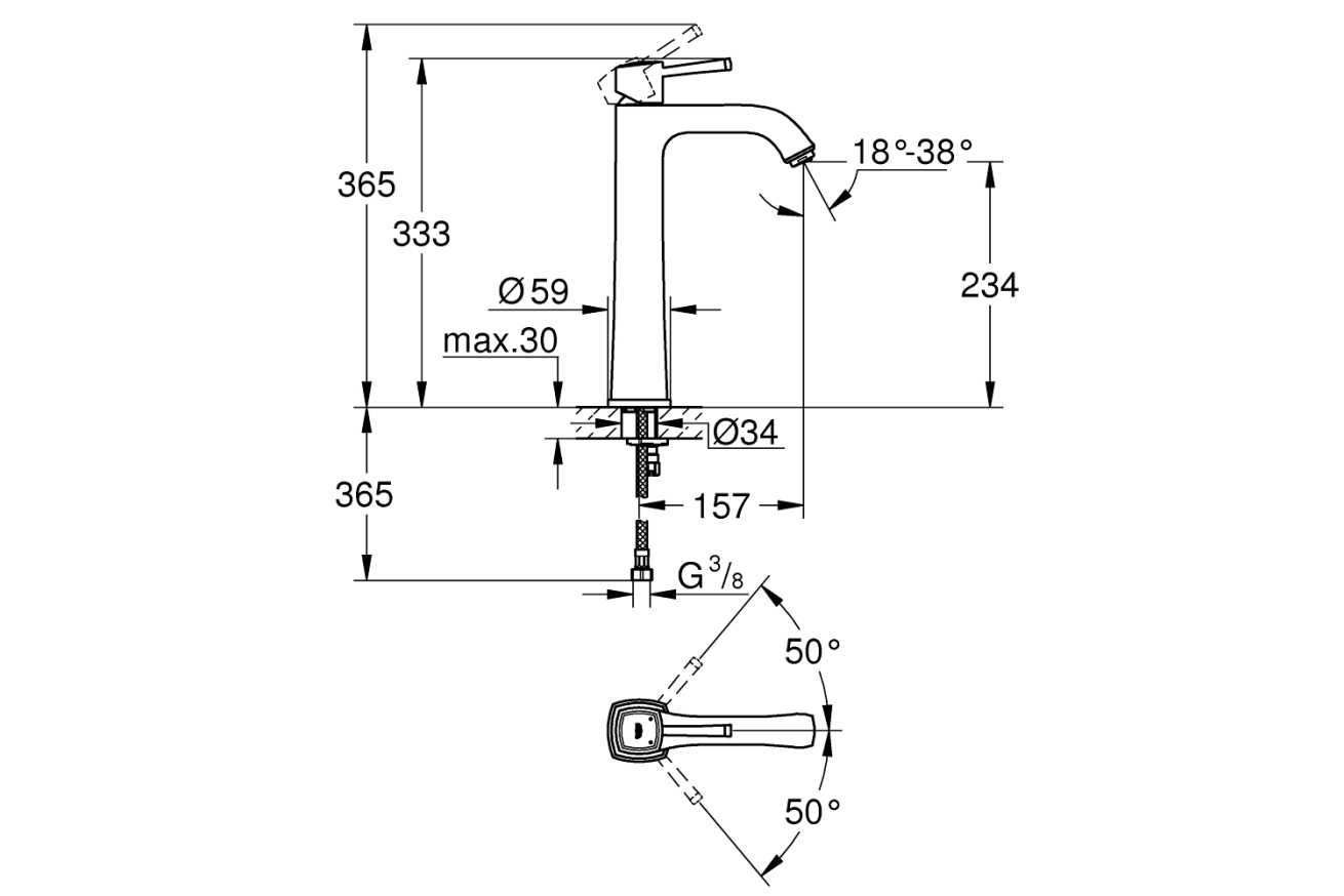 Смеситель для раковины GROHE Grandera, XL-Size, теплый закат глянец (23313DA0)