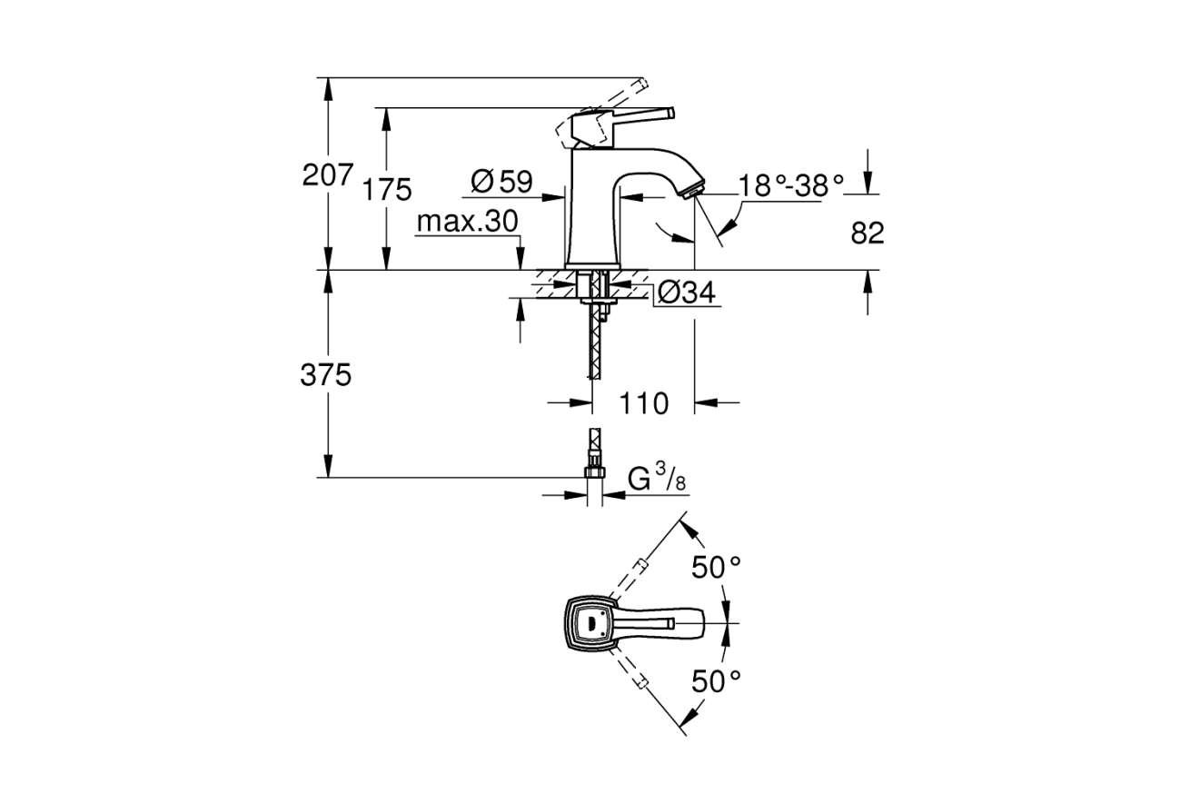 Смеситель для раковины GROHE Grandera, теплый закат глянец (23310DA0)