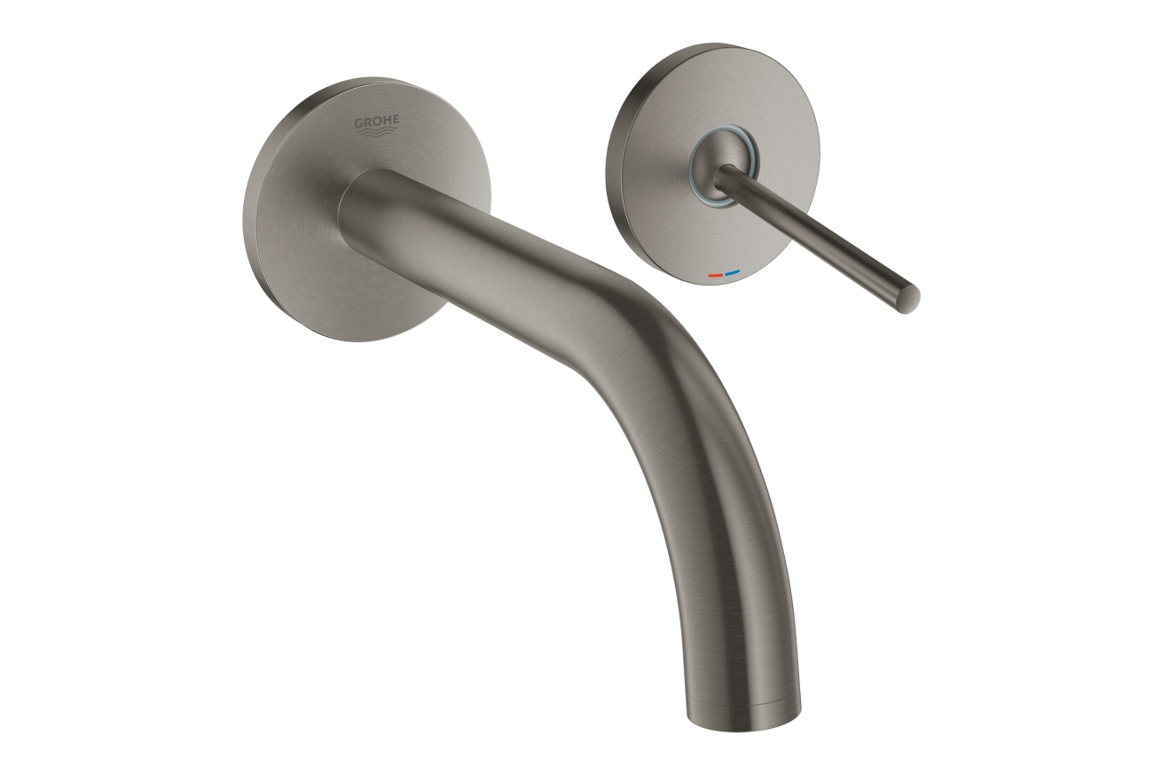 Внешняя часть смесителя для раковины GROHE Atrio Joy настенного монтажа на 2 отверстия, темный графит матовый (19287AL3)