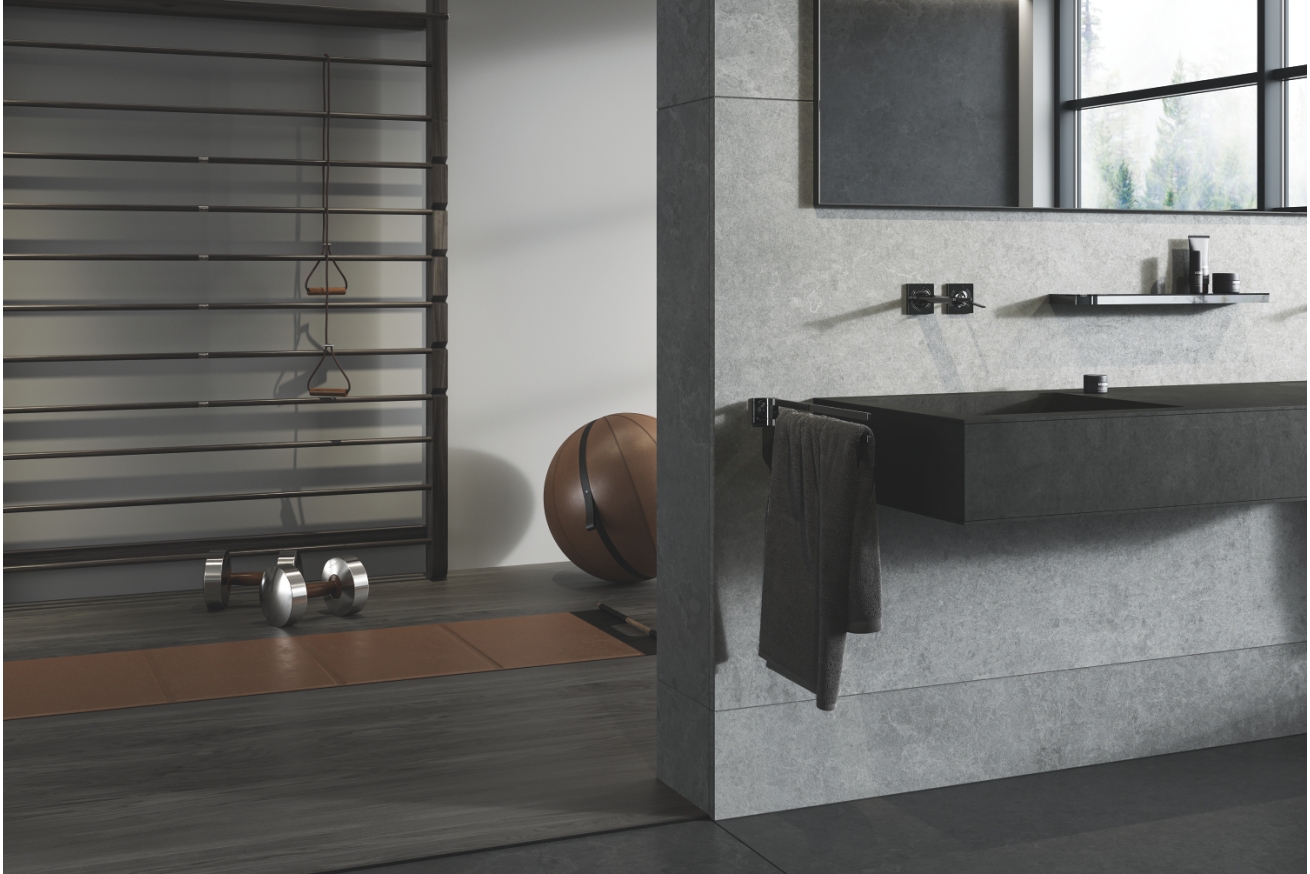Внешняя часть смесителя для раковины GROHE Allure скрытого монтажа, на 2 отверстия, S-Size, темный графит глянец (19309A02)