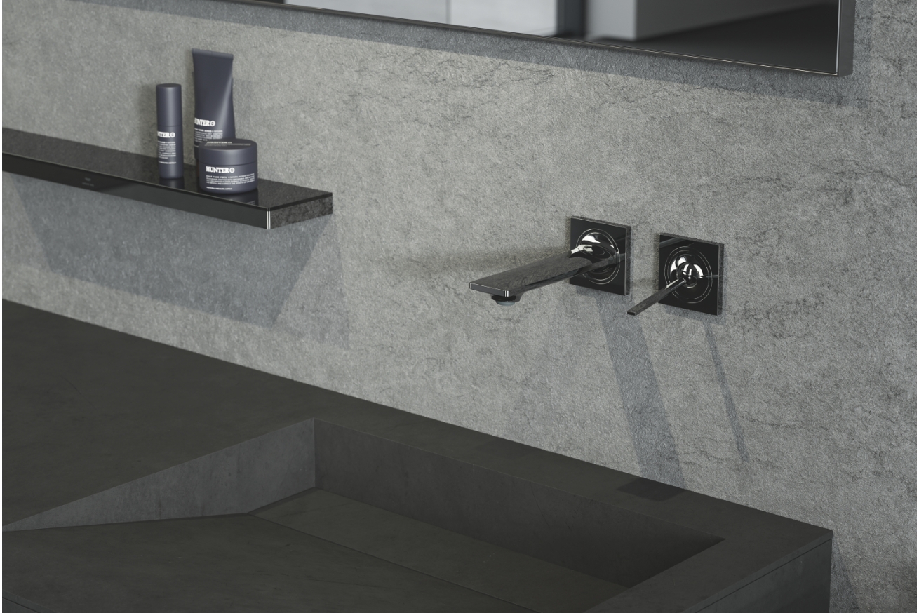 Внешняя часть смесителя для раковины GROHE Allure скрытого монтажа, на 2 отверстия, S-Size, темный графит глянец (19309A02)