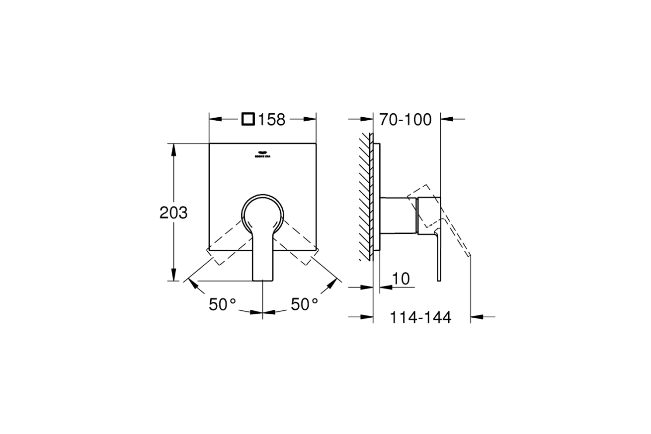 Внешняя часть смесителя для душа GROHE Allure скрытого монтажа, квадратная, теплый закат матовый (19317DL1)