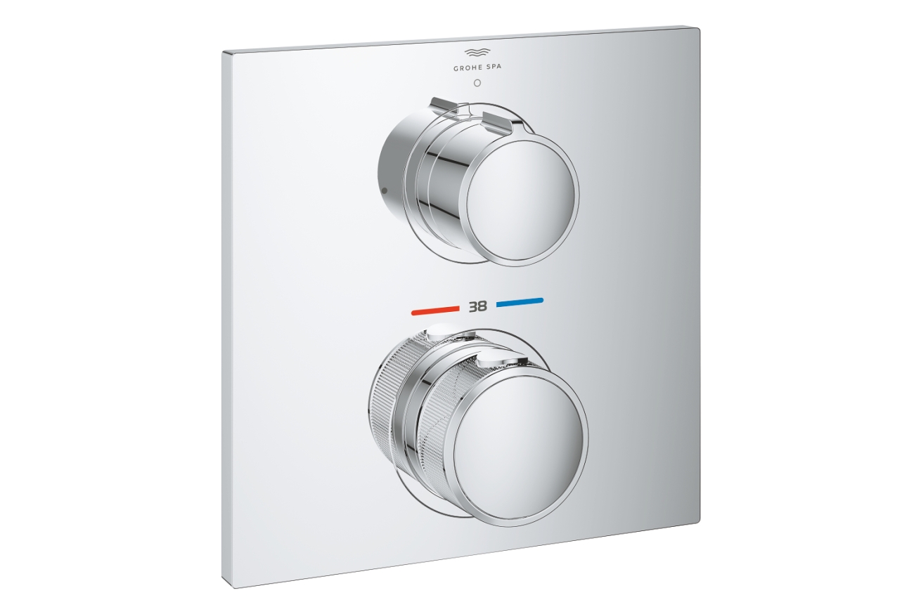Внешняя часть термостата для душа GROHE Allure скрытого монтажа на 1 потребителя, квадратная, хром (19380002)