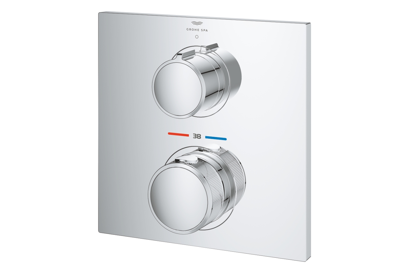 Внешняя часть термостата для душа GROHE Allure скрытого монтажа на 1 потребителя, квадратная, хром (19380002)