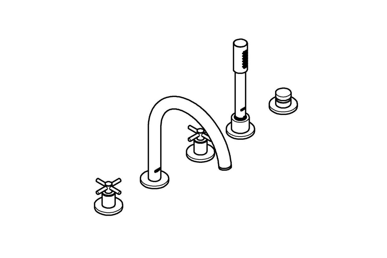 Смеситель для ванны GROHE Atrio двухвентильный, на 5 отверстий, на край ванны, хром (19923003)