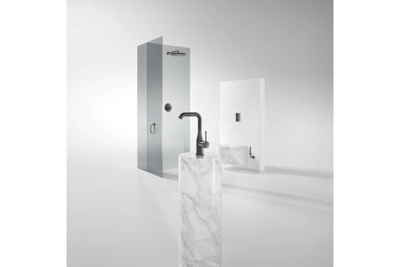 Смеситель для раковины GROHE Essence с донным клапаном, L-Size, темный графит матовый (24174AL1)