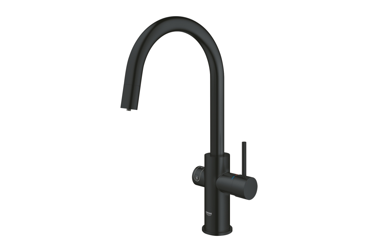 Смеситель для кухонной мойки GROHE Blue Home с системой фильтрации, охлаждения и газирования воды, Wi-Fi, черный бархат (31541KS0)
