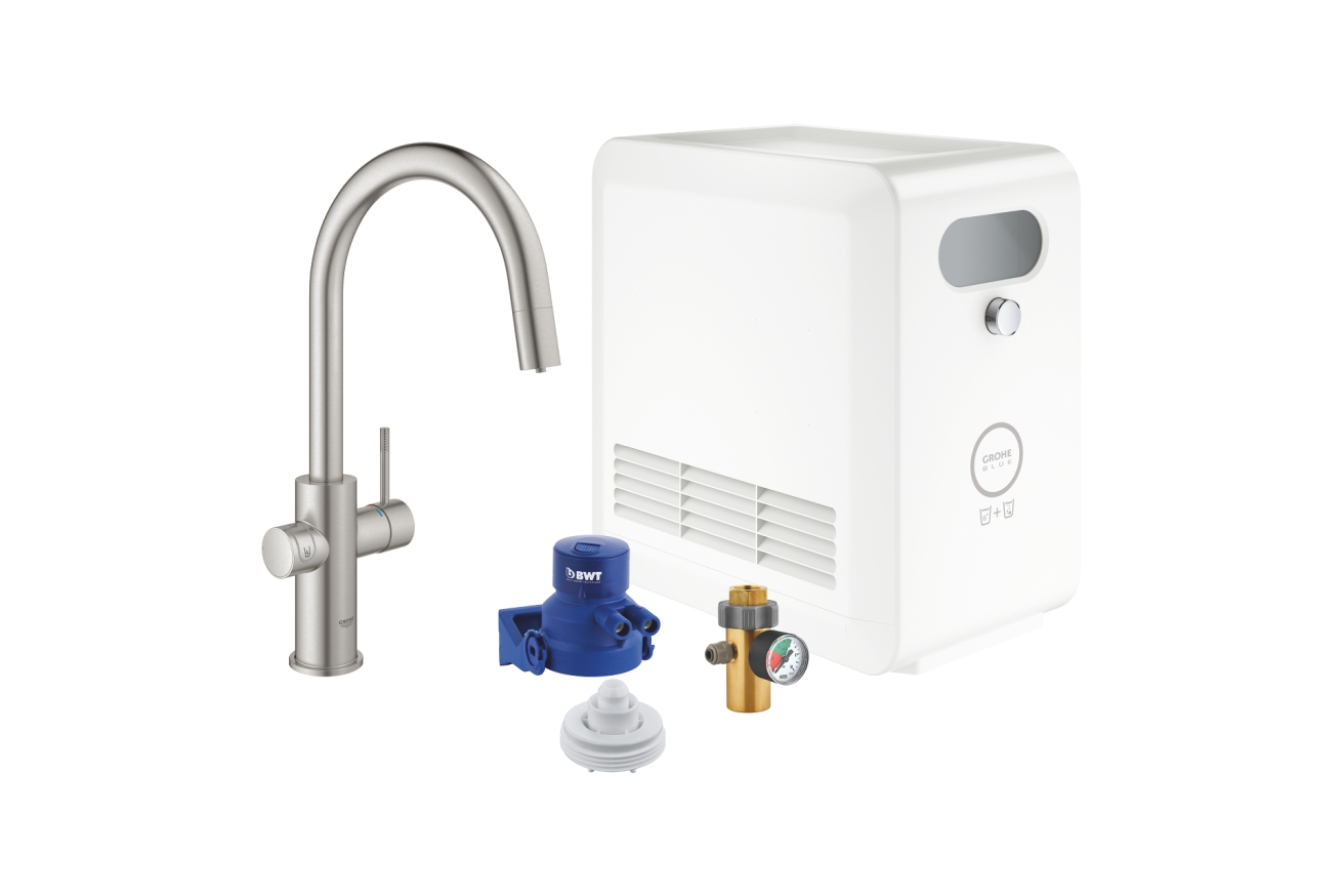 Смеситель для кухни GROHE Blue Professional, Wi-Fi, суперсталь (31325DC2)