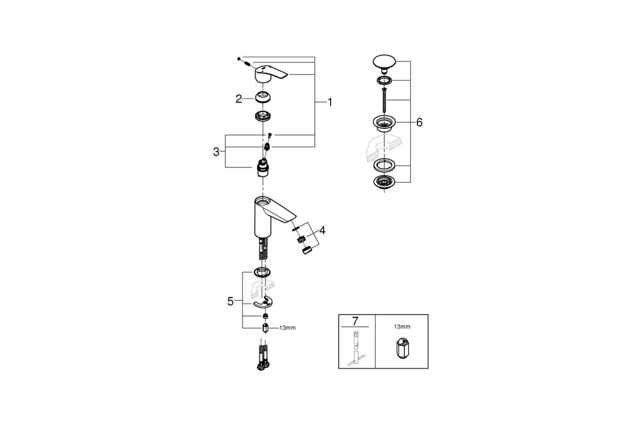 Смеситель для раковины GROHE Eurosmart S-size, хром (23922003)