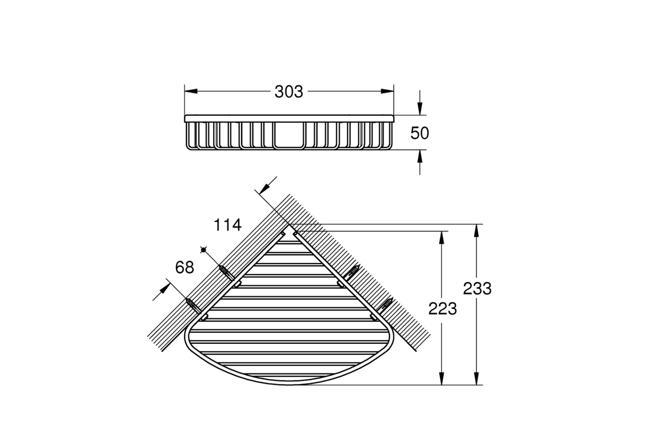 Полочка-решетка угловая GROHE BauCosmopolitan, L-Size, хром (40663001)