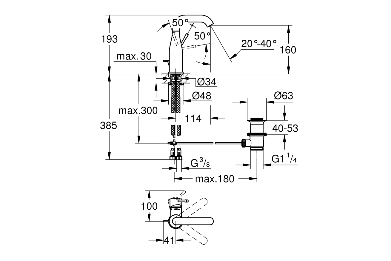 Смеситель для раковины GROHE Essence, теплый закат матовый (23462DL1)