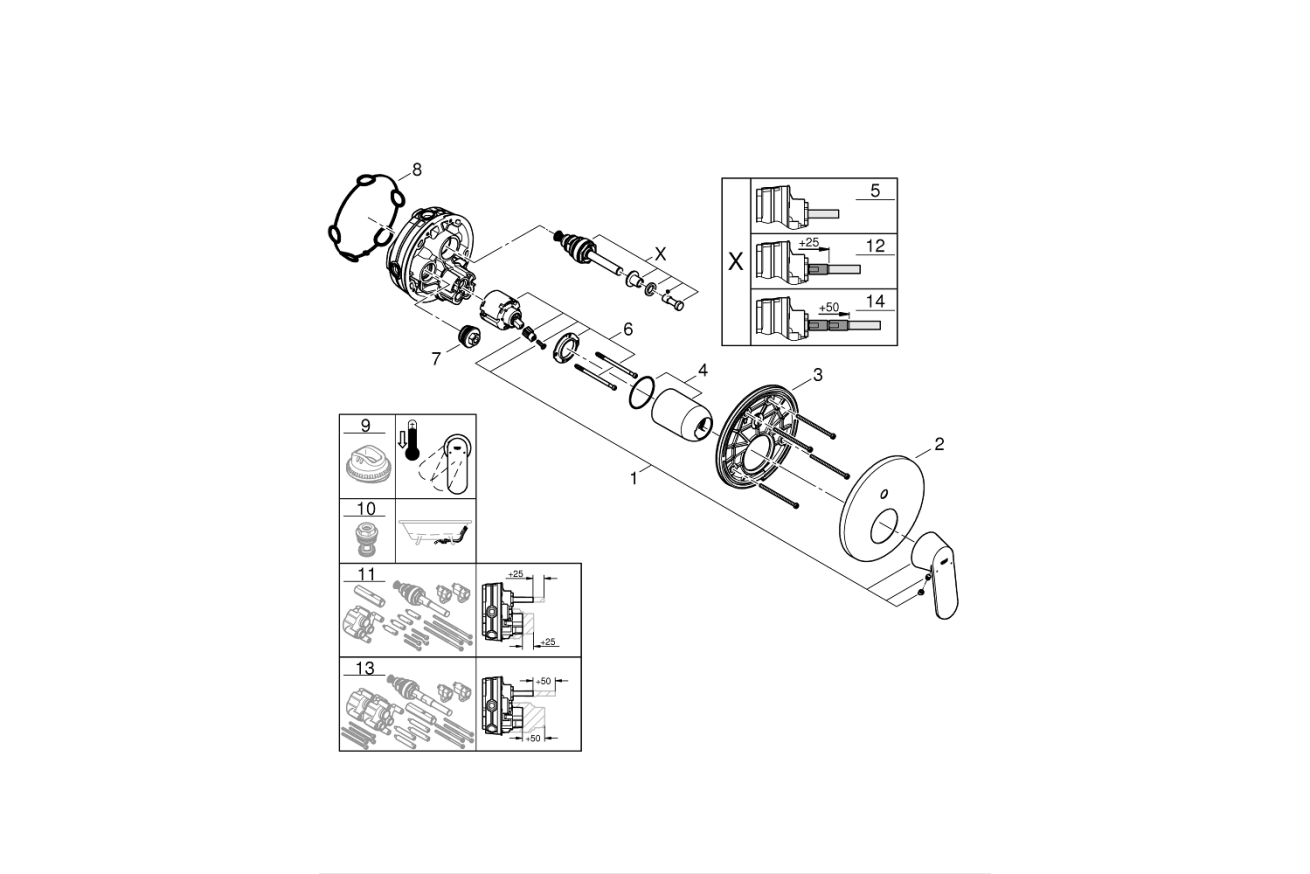 Душевая система GROHE Eurosmart Cosmopolitan со смесителем для ванны, хром (25219001)
