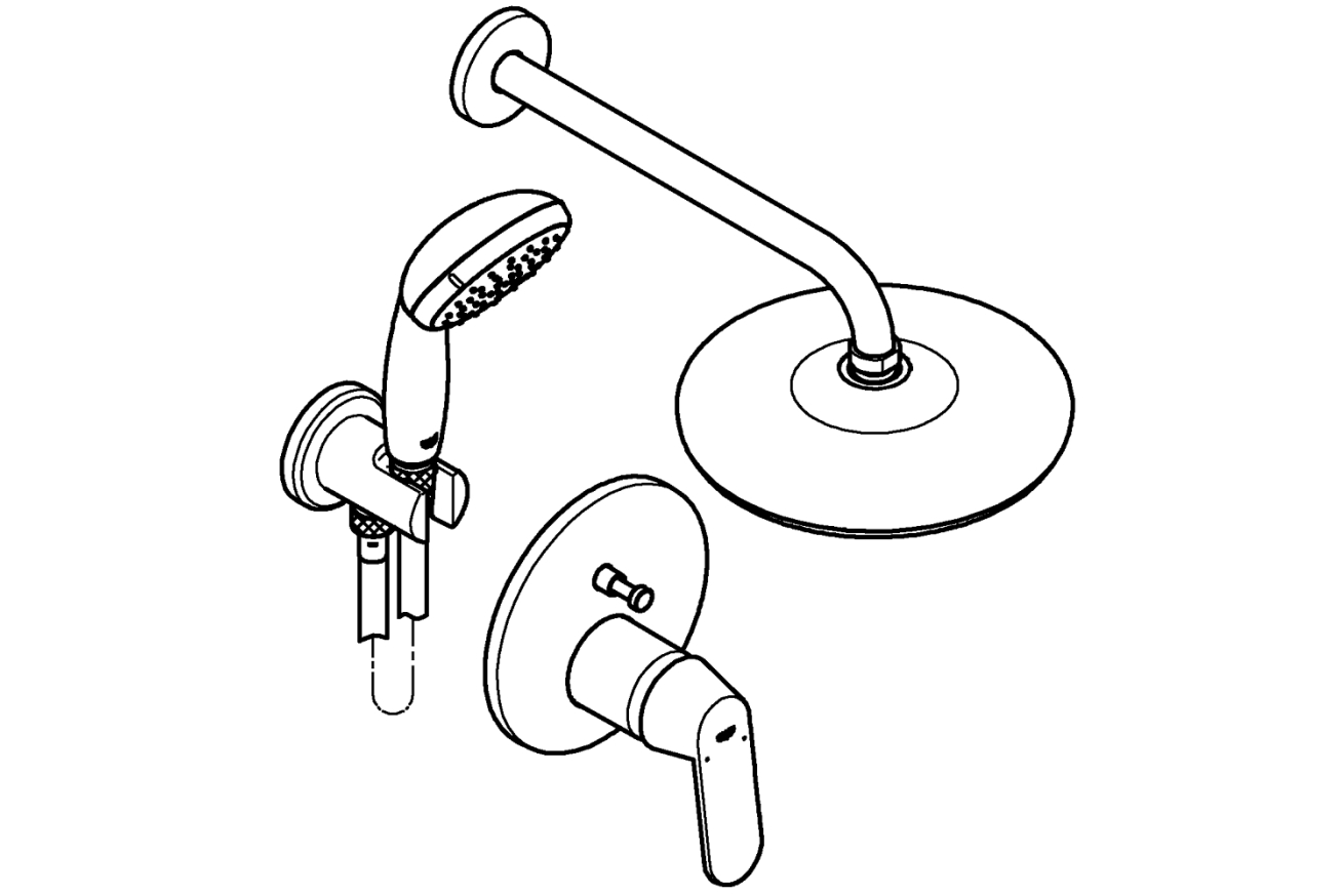 Душевая система GROHE Eurosmart Cosmopolitan со смесителем для ванны, хром (25219001)