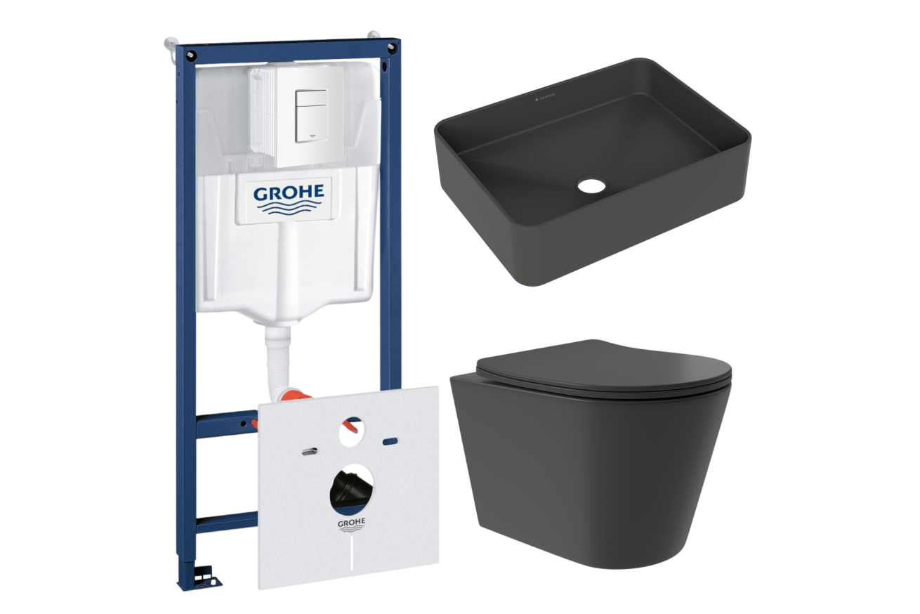 Комплект инсталляции GROHE Rapid SL 38772SH0 с унитазом Aqueduto CONE Plus CONT0240 и раковиной Aqueduto ESPIRAL ESP0440 (NW0496)