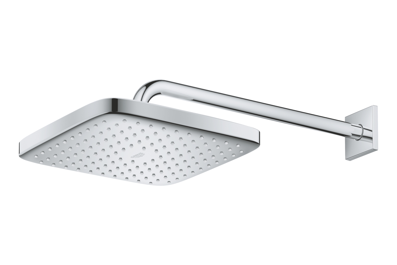Верхний душ GROHE Tempesta Cube 250, 9,5 л/мин, 1 режим, 380 мм, хром/белый (26687000)