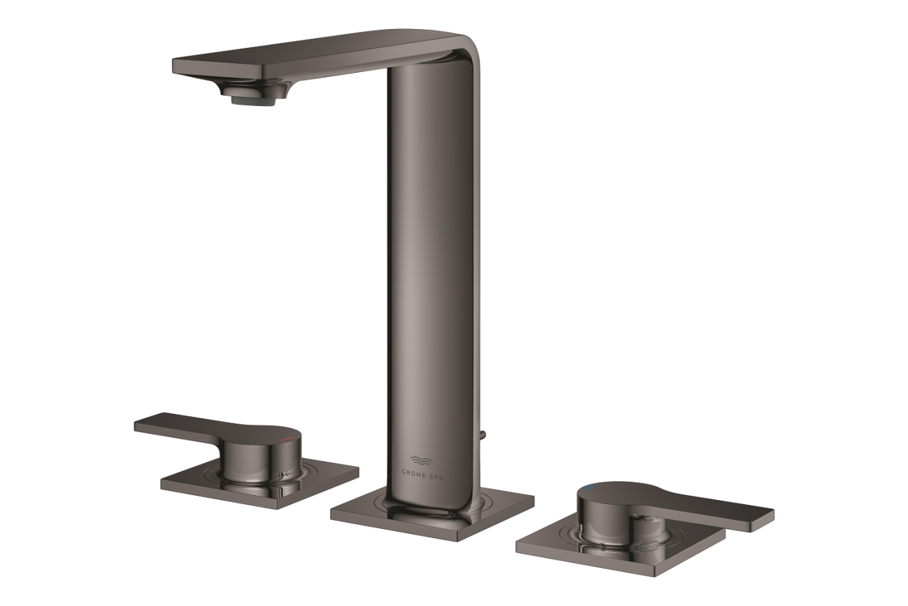 Смеситель для раковины GROHE Allure на 3 отверстия, с донным клапаном, M-Size, темный графит глянец (20188A01)